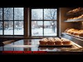Cozy Bakery Looking Outside Into A Snowstorm Relaxing Ambience