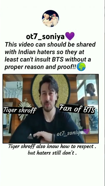 Omg😱Tiger Shroff say fan of BTS💜he Respect#btsarmy #tigershroff #ot7_soniya #youtubeshorts