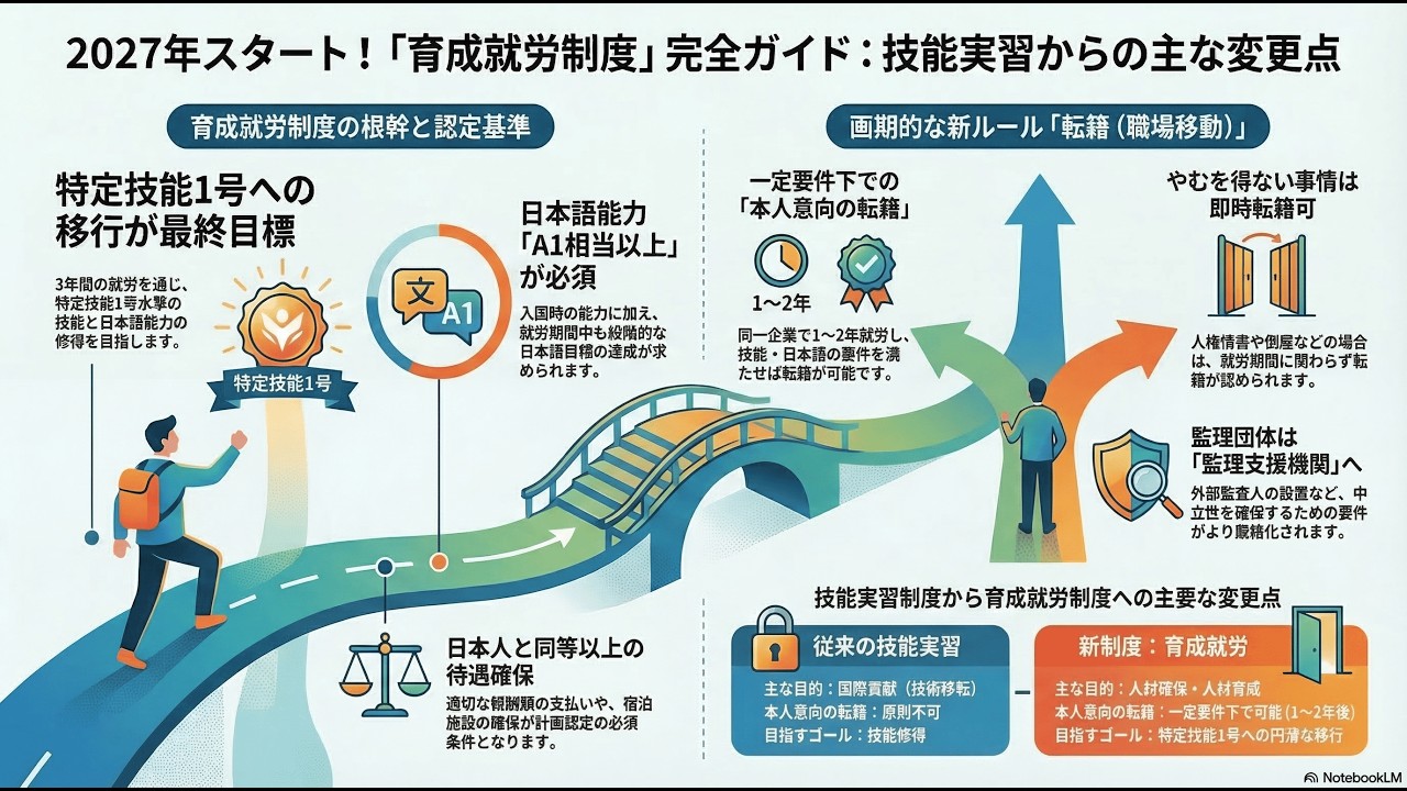 完全解説】育成就労法の「分野別運用方針」とは？認定基準や転籍の