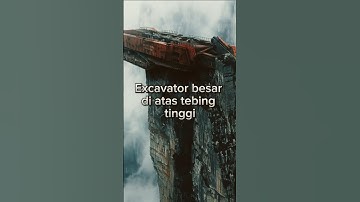 pemandangan ekstrem!excavator di atas tebing tinggi
