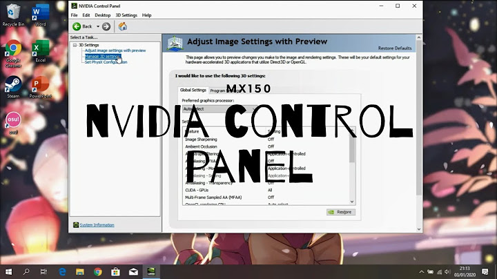 NVIDIA Control Panel for MX150!!