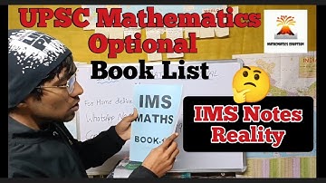 IMS Notes Reality ( Best Book List for UPSC Mathematics Optional)