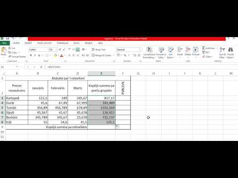 Izklājlapas lietotnes MS Excel - formulas, funkcija Autosumma