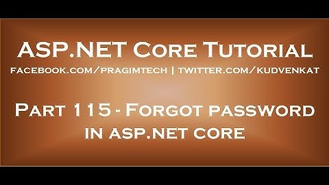 Wachtwoord vergeten in asp net core