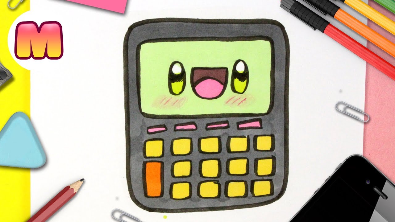 COMO DIBUJAR UNA CALCULADORA KAWAII - Dibujos kawaii faciles - COMO DIBUJAR  UTILES ESCOLARES KAWAII - thptnganamst.edu.vn