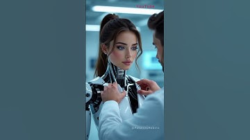 Engineer Faces Lifelike Humanoid Robot in Futuristic AI Lab 🤖💙✨