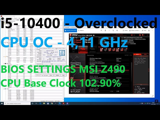 i5-10400 _ CPU OC - 4,11 GHz MSI MPG Z490 GAMING PLUS - Overclock - BIOS  SETTINGS 