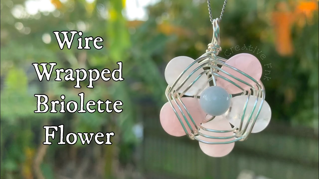 How to make a wire wrapped briolette bead flower pendant 🌸 YouTube