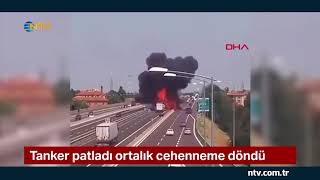 Tanker patladı ortalık savaş alanına döndü Resimi