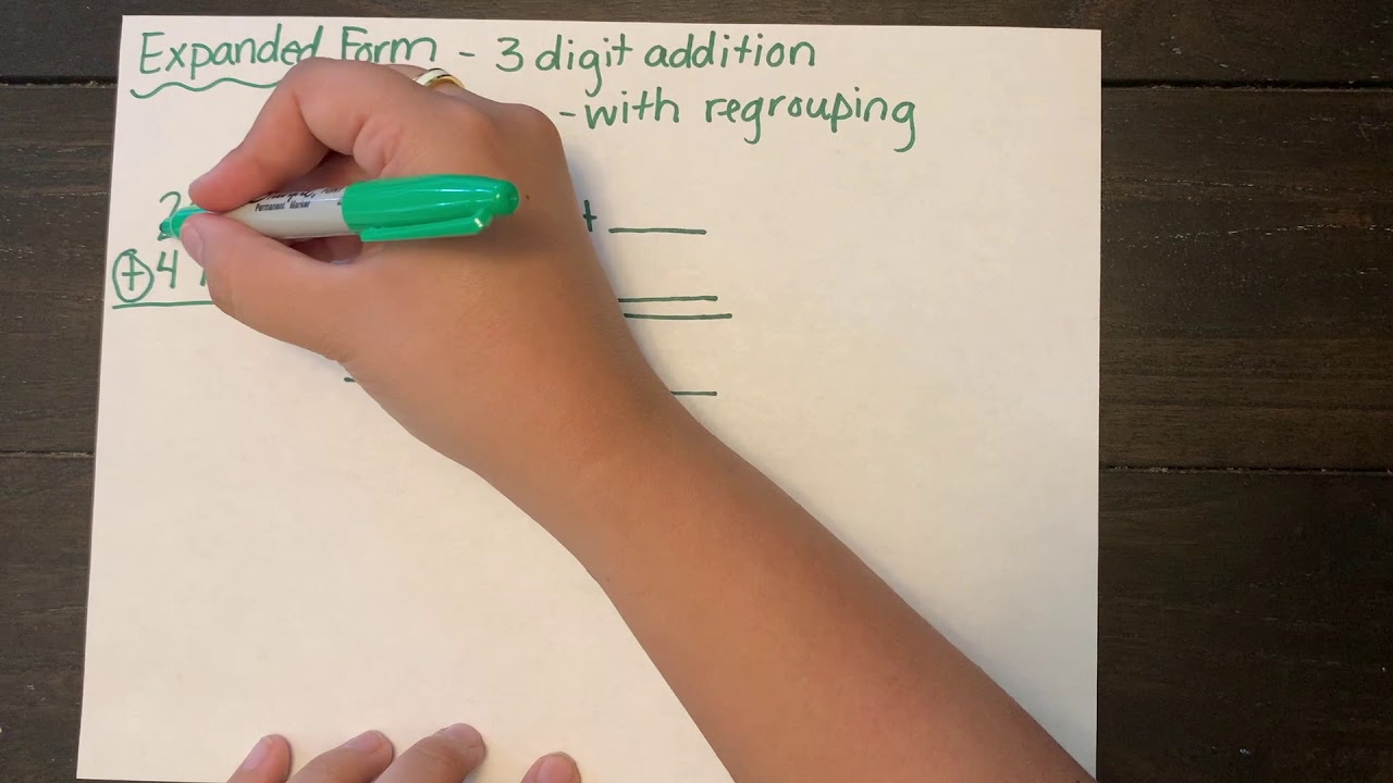 3 Digit Addition Expanded Form WITH Regrouping - YouTube