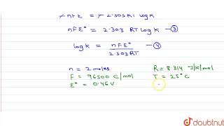 Calculate equilibrium constant for the reaction at 25^(@)C Cu(s)+2Ag^(+)(aq) hArr Cu^(2+)(aq)+2A... screenshot 5