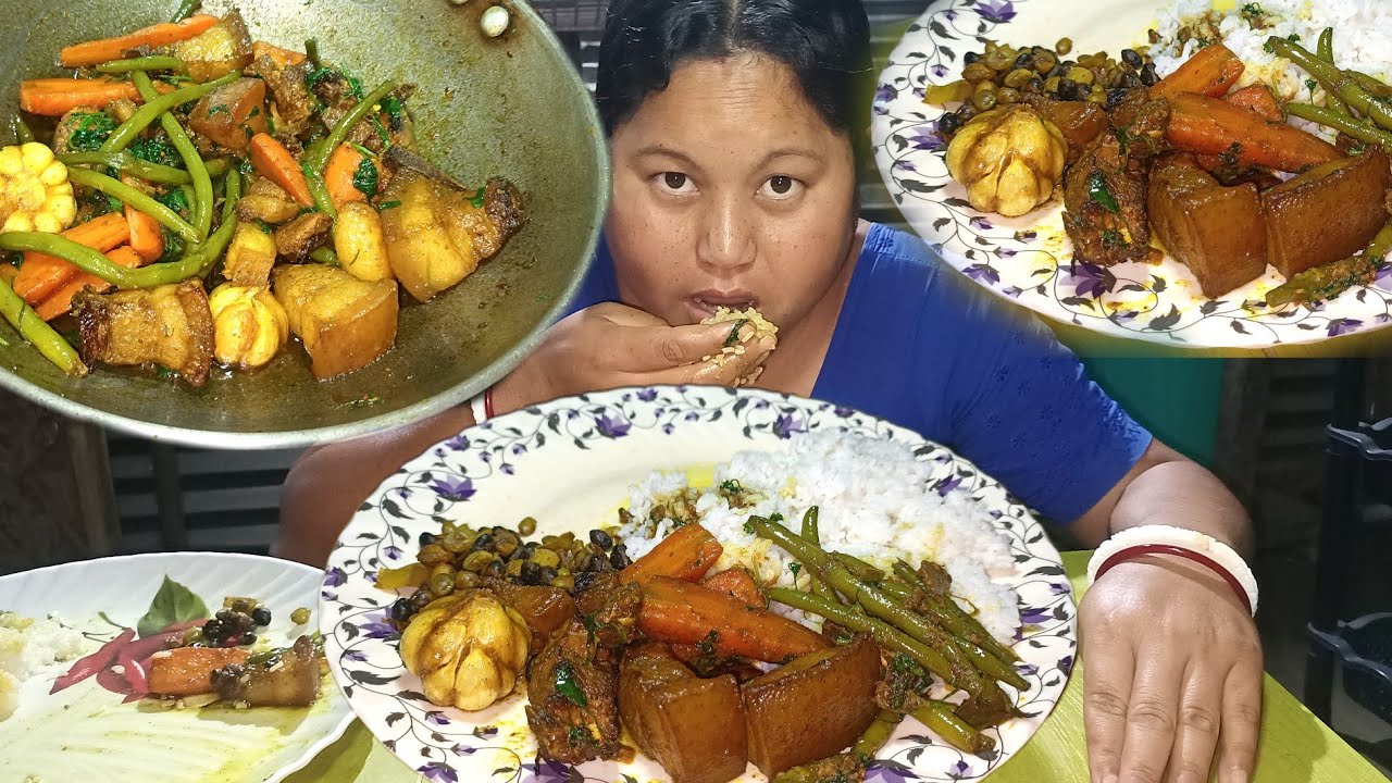 Oma Bedor Jwng Gajor Bean Bhaja | Pork Bean Carrot Fry Bodo Recipe