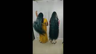 Sensual Hair Play, Hair Smelling & Sniffing By Deepa & Ganga With Each Other's Knee Length Hair