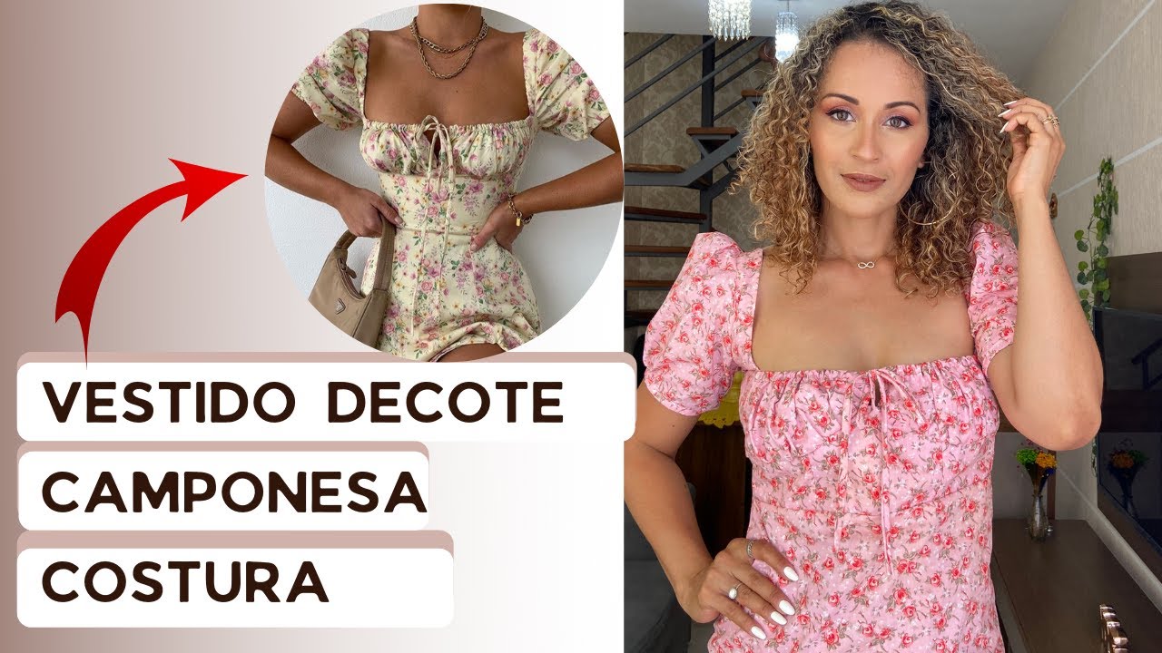 Vestido Decote camponesa Costura | Peasant neckline dress Sewing Tutorial | Dayse Costa