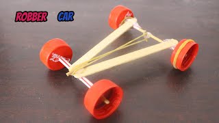 How to make Rubber Band Powered CAR diy toy car