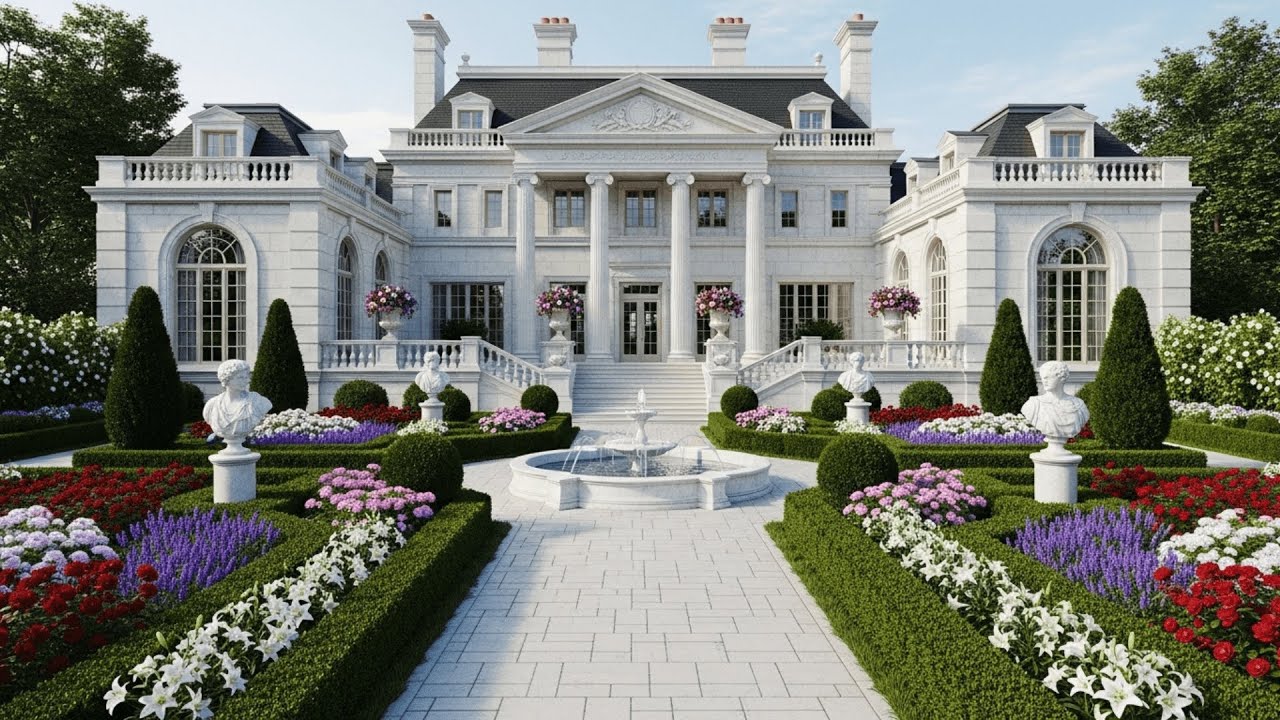 Роскошный белый особняк, словно сошедший со страниц сказки.