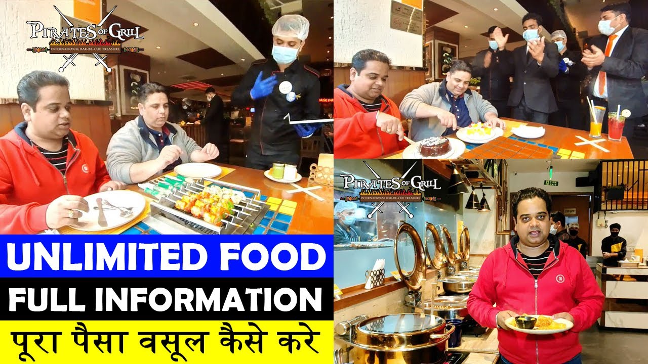 Unlimited Food Buffet Lunch Dinner at Pirates of Grill ! Unlimited Food in Delhi ! Indian Food Vlogs