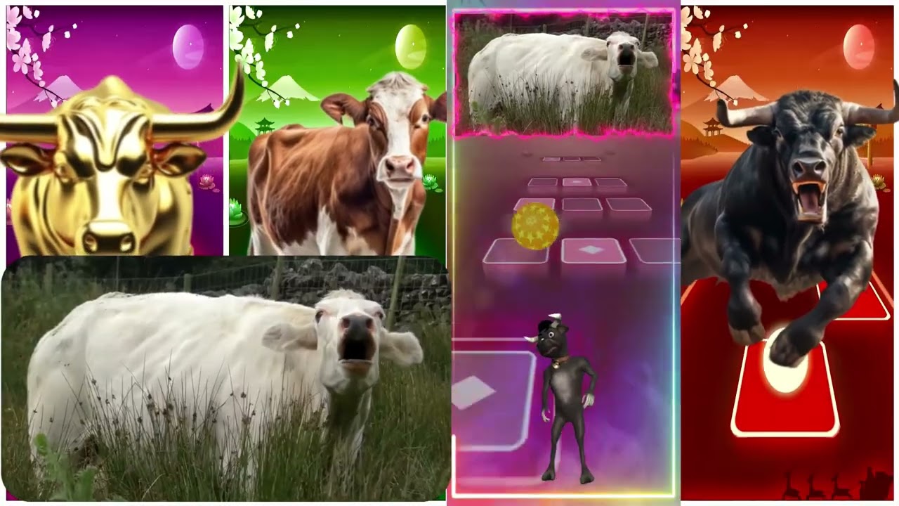 Funny Bull the Golden🐂🆚Funny Cow🐂🆚Funny Bull🐂🆚Funny Buffalo🐃🔴Tiles Hop EDM Rush #tileshopedmrush