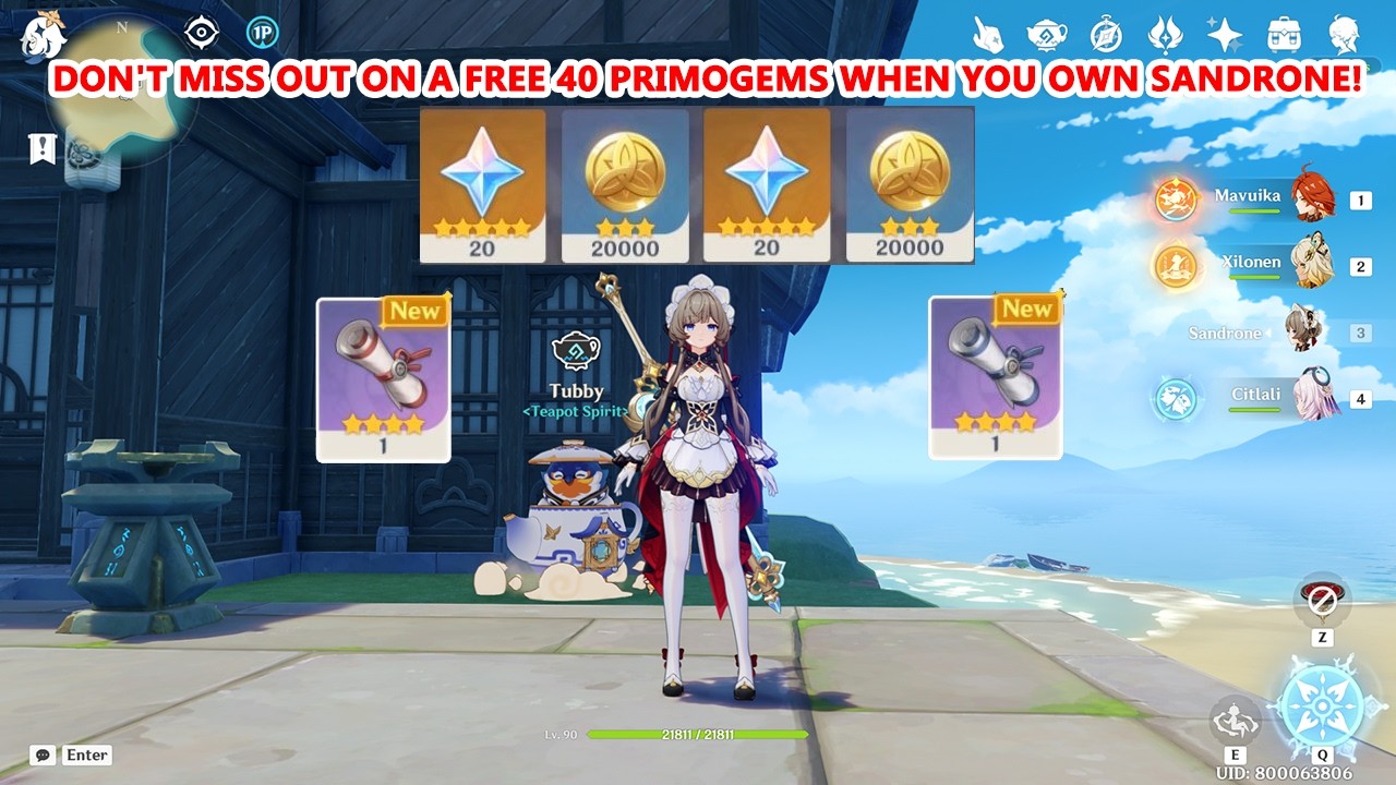 Don't Miss Out on a free 40 Primogems when you Own Sandrone!