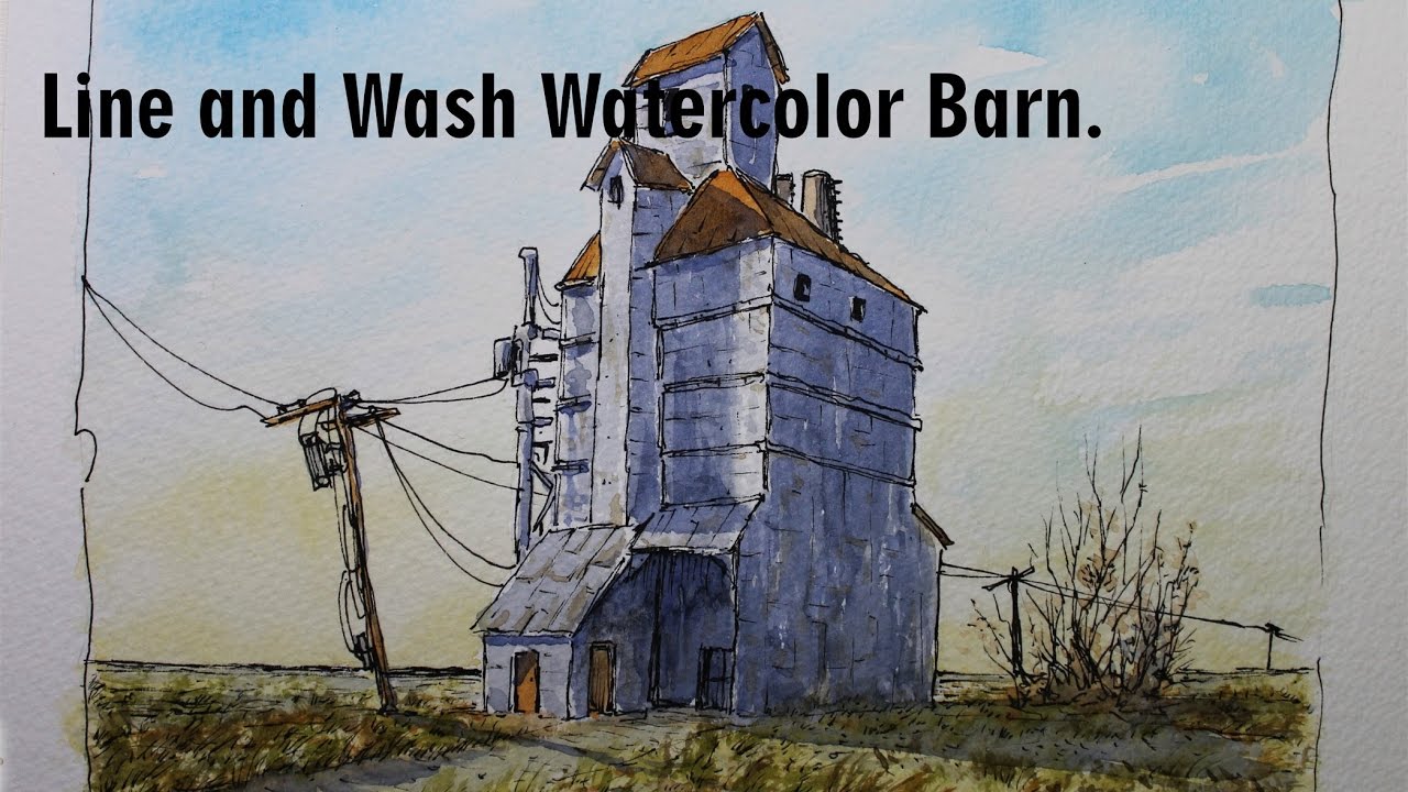 Line and Wash Watercolor Barn. Good beginners lesson. By Nil Rocha ...