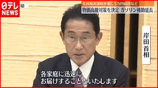 【追加の対策】政府  物価高騰対策を決定  5万円給付・ガソリン補助延長など