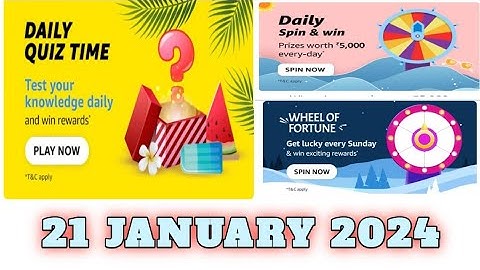 Funzone Amazon All Quiz Answers Today |21 January 2024 | @dailyquiztime #amazonfunzon