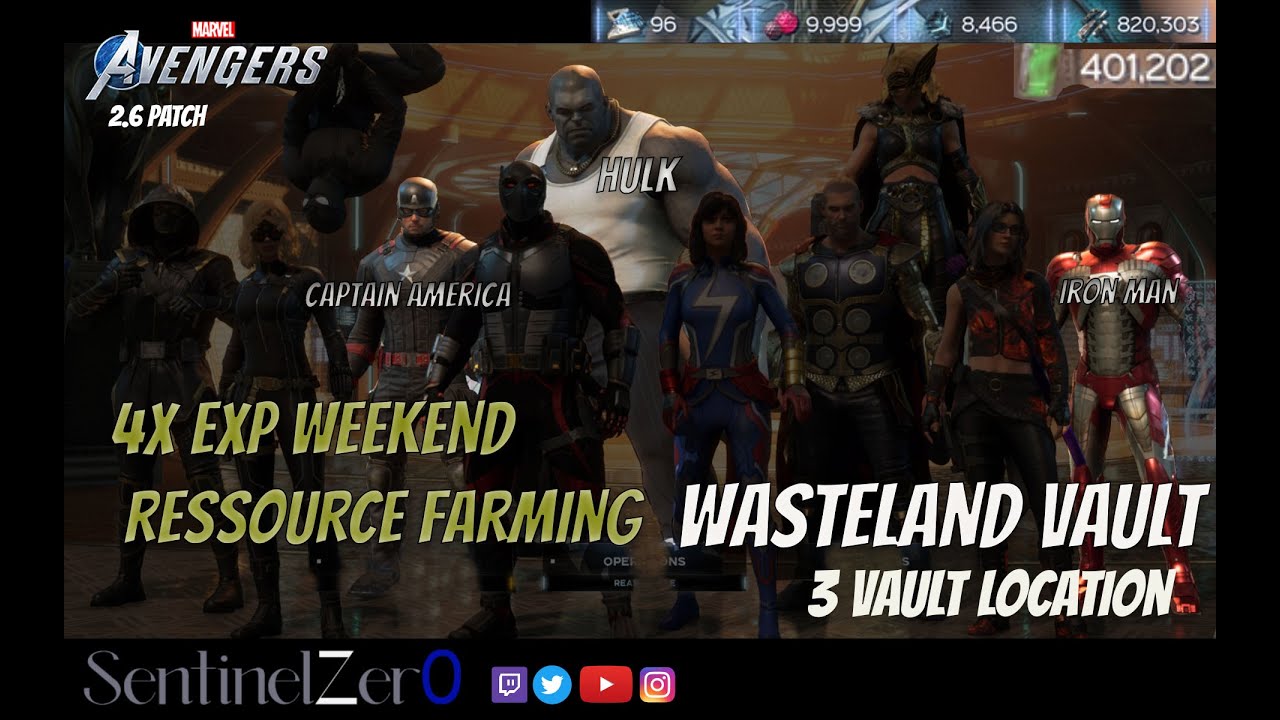 Marvel Avengers - Resource capping! Wasteland Vault farming
