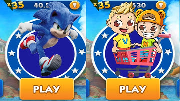 Sonic Dash vs Vlad and Niki Run - Movie Sonic vs All Bosses Zazz Eggman All 69 Characters Unlocked