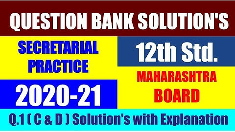 12th Std. Secretarial Practice Question Bank Solution Q. 1( Must 👇 Description)@COMMERCEACADEMIA