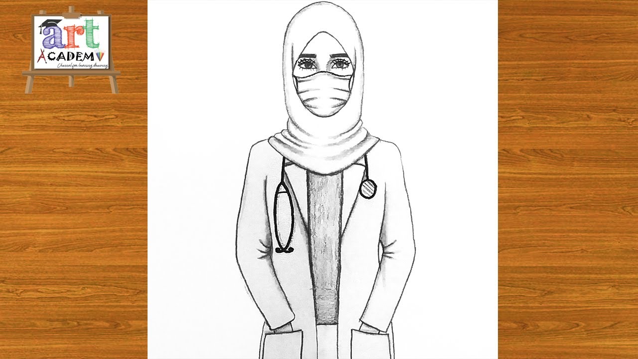رسم سهل | تعليم رسم بنت دكتورة بالقلم الرصاص خطوه بخطوه للمبتدئين | رسم بنات