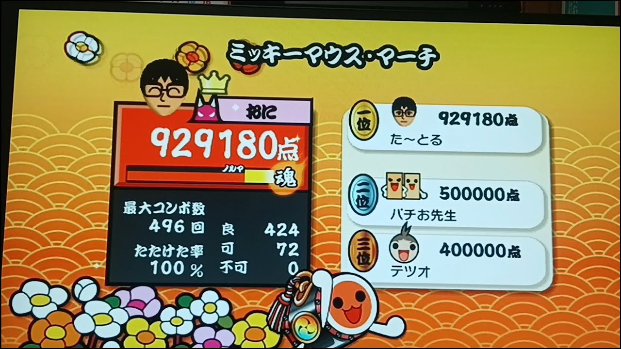 【太鼓の達人 Wii】ミッキーマウス・マーチ (おに) フルコンボ