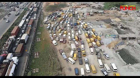 Drone Shot Of Lagos-Ibadan Expressway Traffic