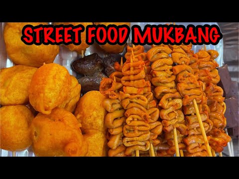 ASMR mukbang | street food | Isaw, kwek kwek, puso ng manok, betamax