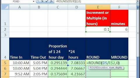 Excel Magic Trick 379: Round to Nearest 1/10th Hour for Payroll