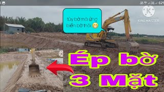 Xe Cuốc miền tây _máy đào ép bờ 3 mặt cũng như vuốt kéo tùy bờ mà làm 