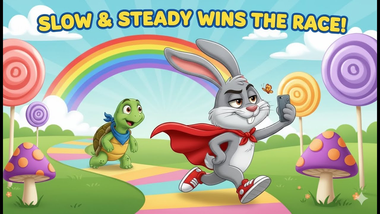 Slow and Steady Wins the Race | Moral Story for Kids | Rabbit and Tortoise