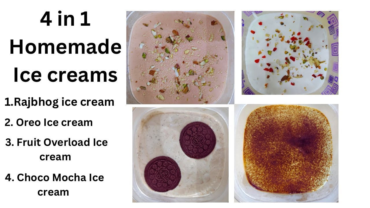 सिर्फ़ एक base से बनायें 4 तरह की ice cream बिना GMS और CMC powder के