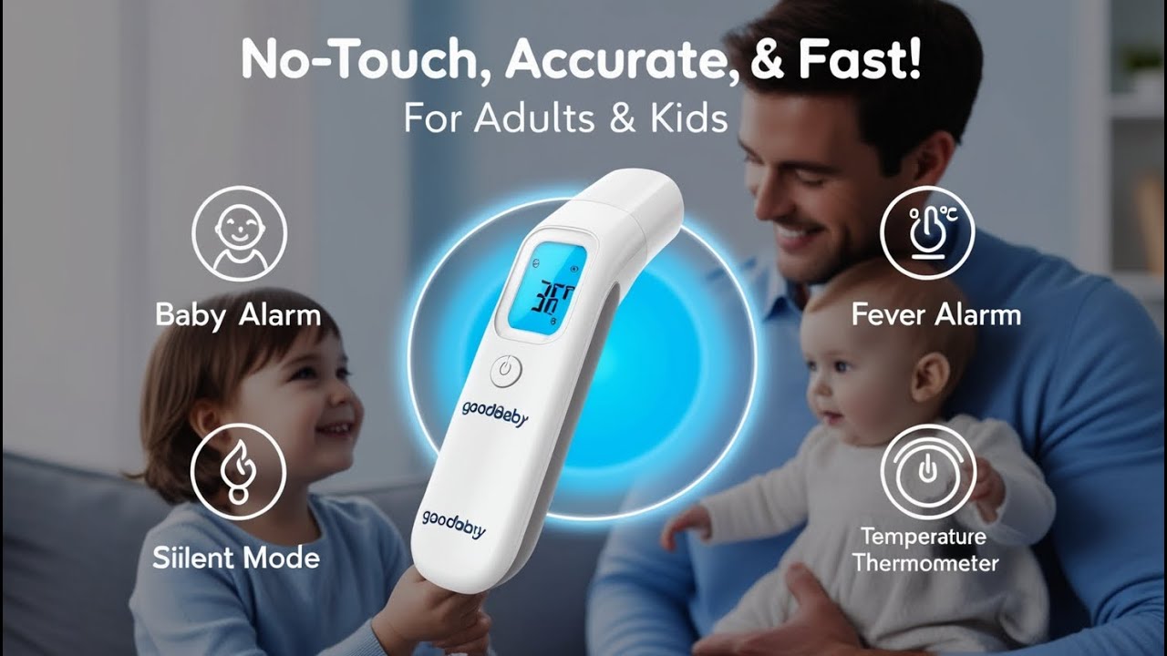 No-Touch Thermometer for Adults & Kids | Accurate Digital Baby Thermometer with Fever Alarm & Silent