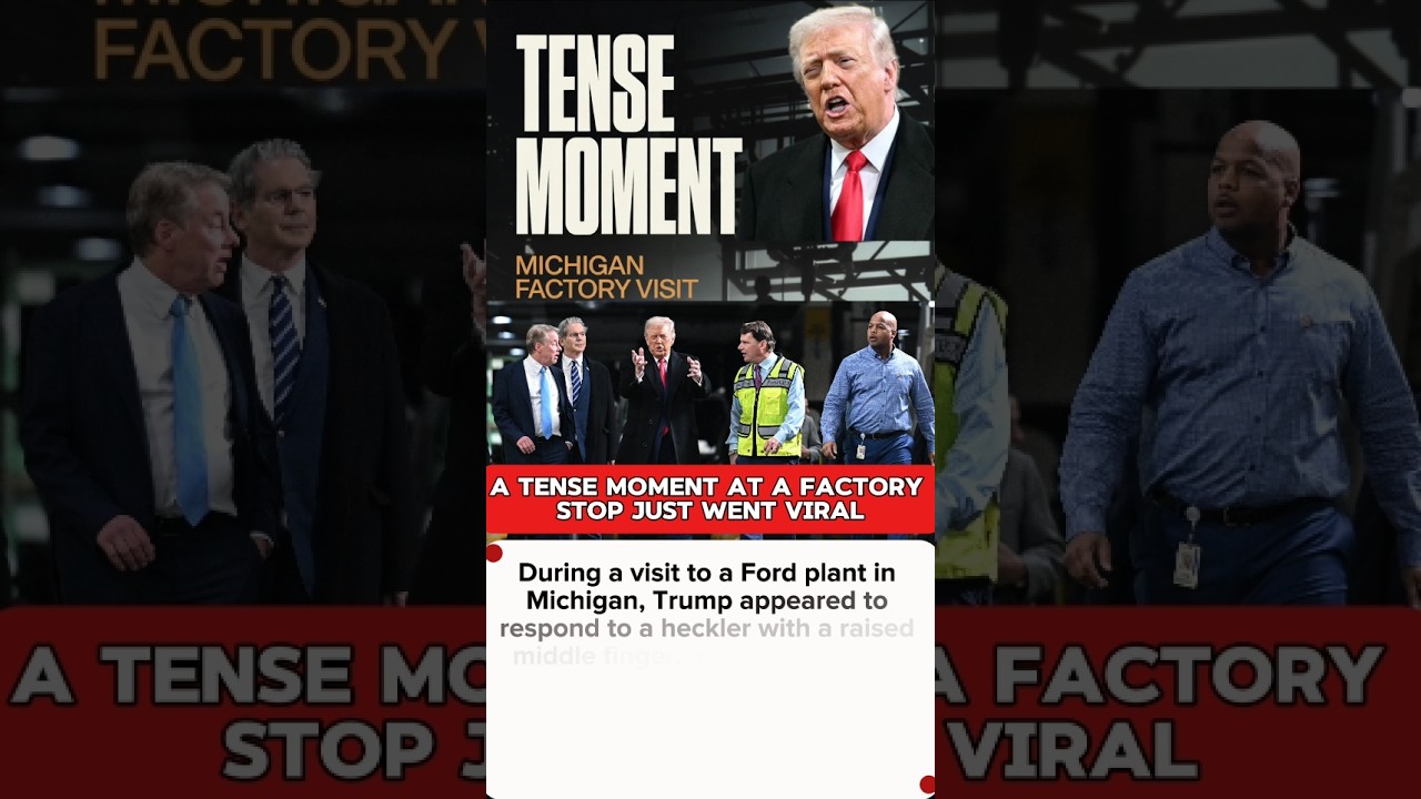 Trump Appears to Flash Middle Finger at Heckler During Michigan Ford Plant Visit 