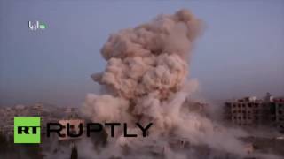 Syrie  énorme explosion d’une bombe syrienne sur une cible de Daesh screenshot 5