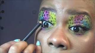 rainbow leopard eye makeup tutorial using pigment