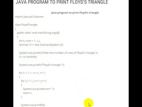 JAVA PROGRAM TO PRINT FLOYD'S TRIANGLE