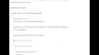 JAVA PROGRAM TO PRINT FLOYD'S TRIANGLE