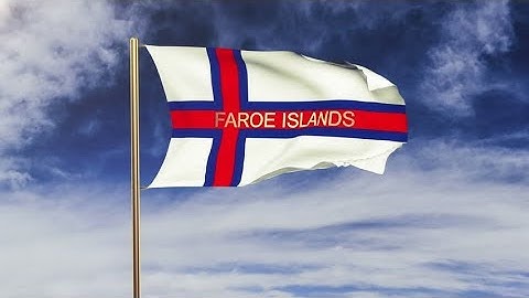 4K Faroe Islands flag with title waving in the wind. Looping sun rises style. Animation loop Stock