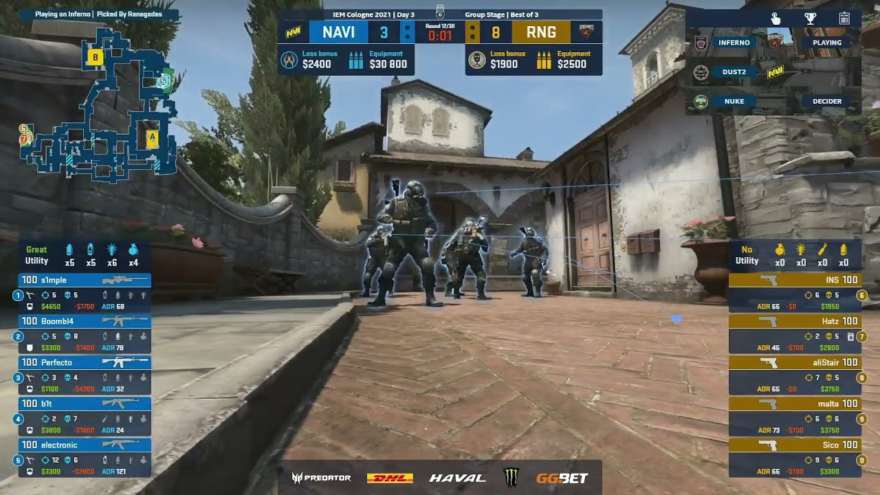 NAVI vs Renegades: Повтор КвадроКилла от Electronic на Инферно, IEM Cologne 2021