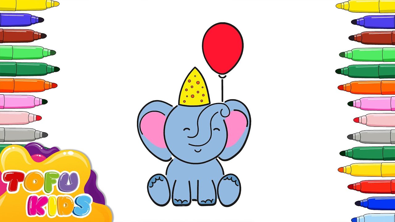 How To Draw A Baby Elephant 🐘🧑🏻‍🎨 🎨 | Easy to Draw Pictures for Kids | Tofu Kids