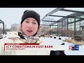 Icy conditions in East Bank