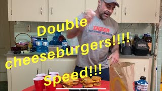 McDonalds Double Cheeseburger Speed Challenge!!!!