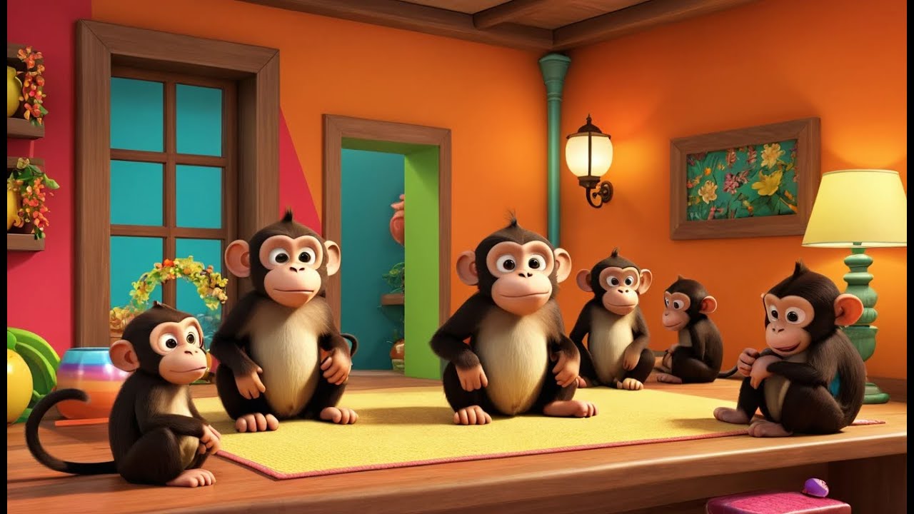 Five Little Monkeys Jumping on the Bed | Fun Counting Song for Kids ...