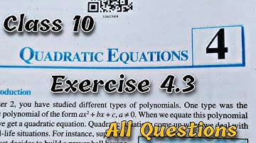 NCERT Ex 4.3 Quadratic Equations Class 10 | NCERT | Chapter 4  CBSE | Rajmith study